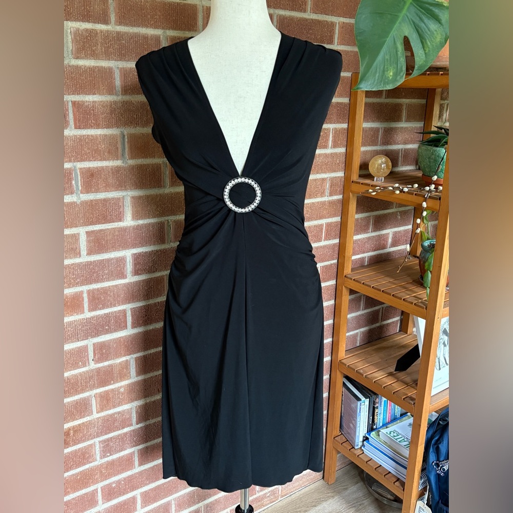 XOXO Collection Womens Black Ruched Sleeveless V-Neck Dress Size Medium